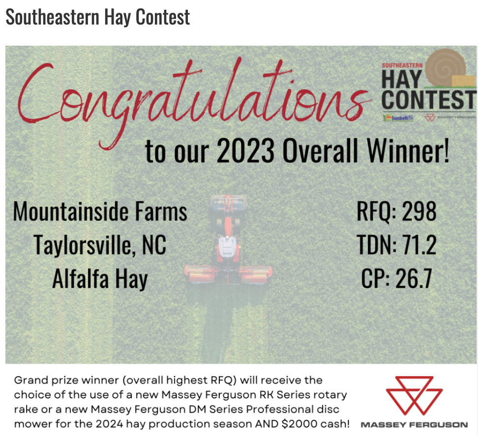 Congratulations to our 2023 Overall Winner! Mountainside Farms, Taylorsville, NC